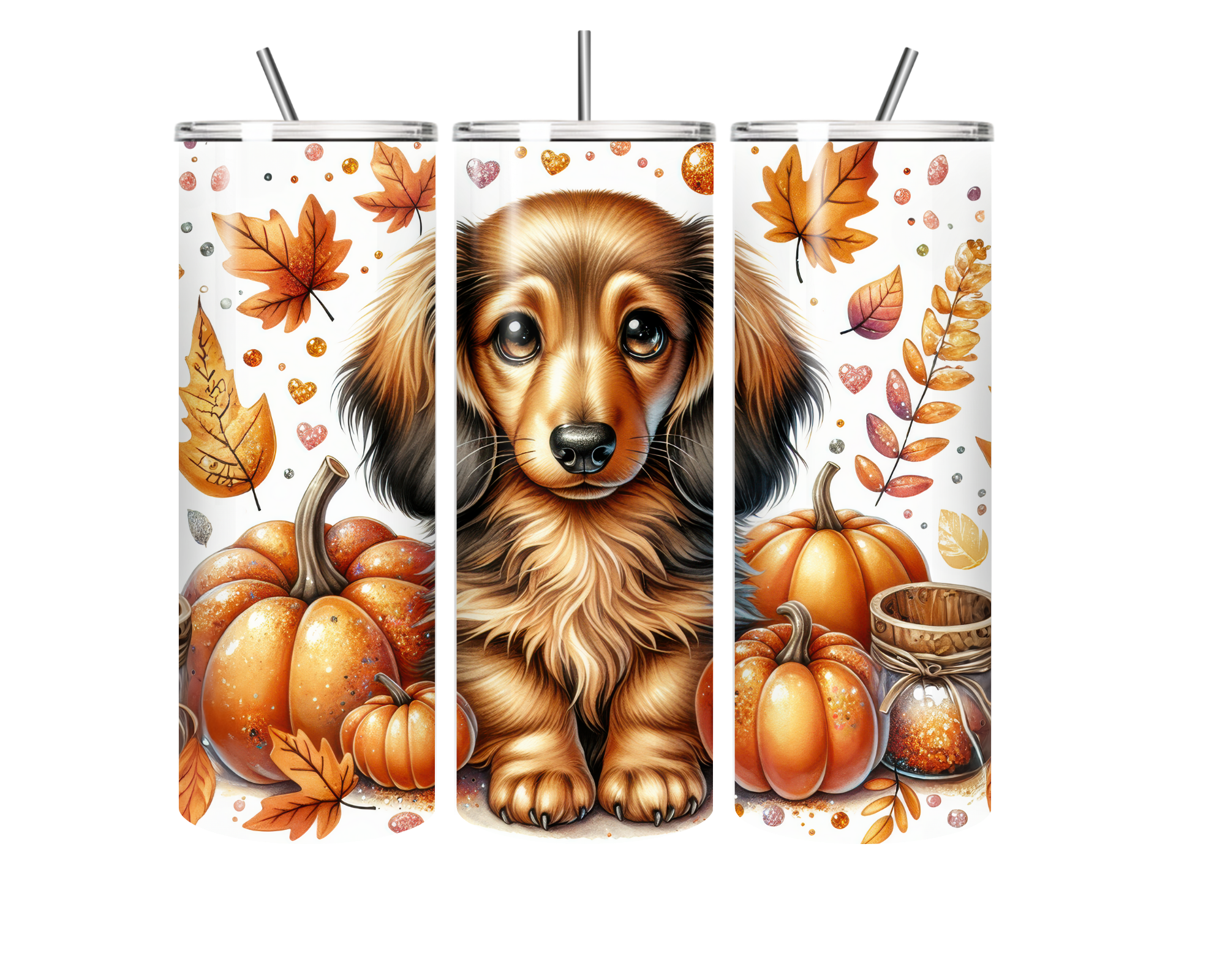 Fall Tumbler with Dachshund Dog