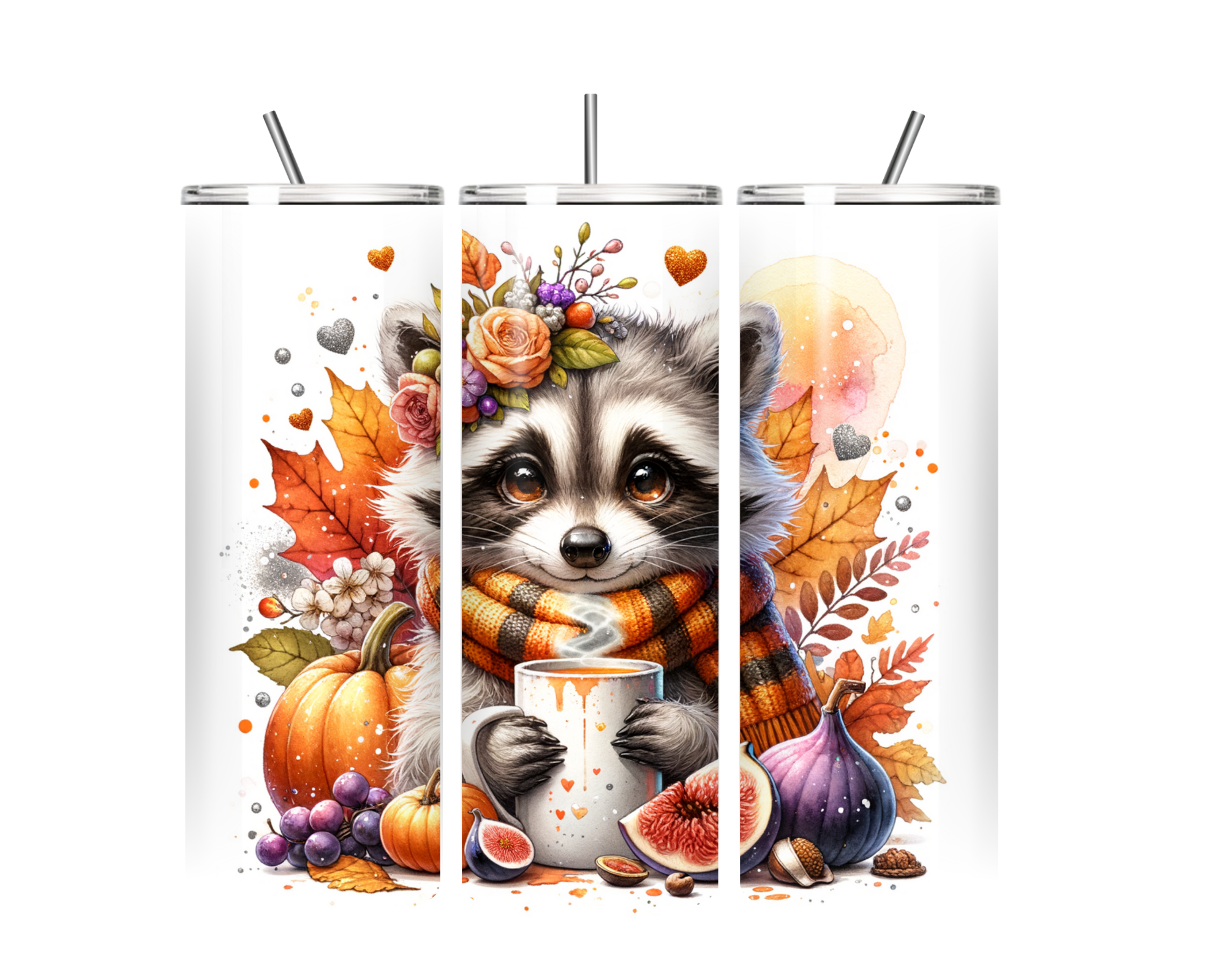 Fall Tumbler with Raccoon