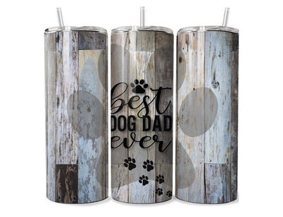 20 oz Tumbler, Best Dog Dad Ever, paw print and wood stock