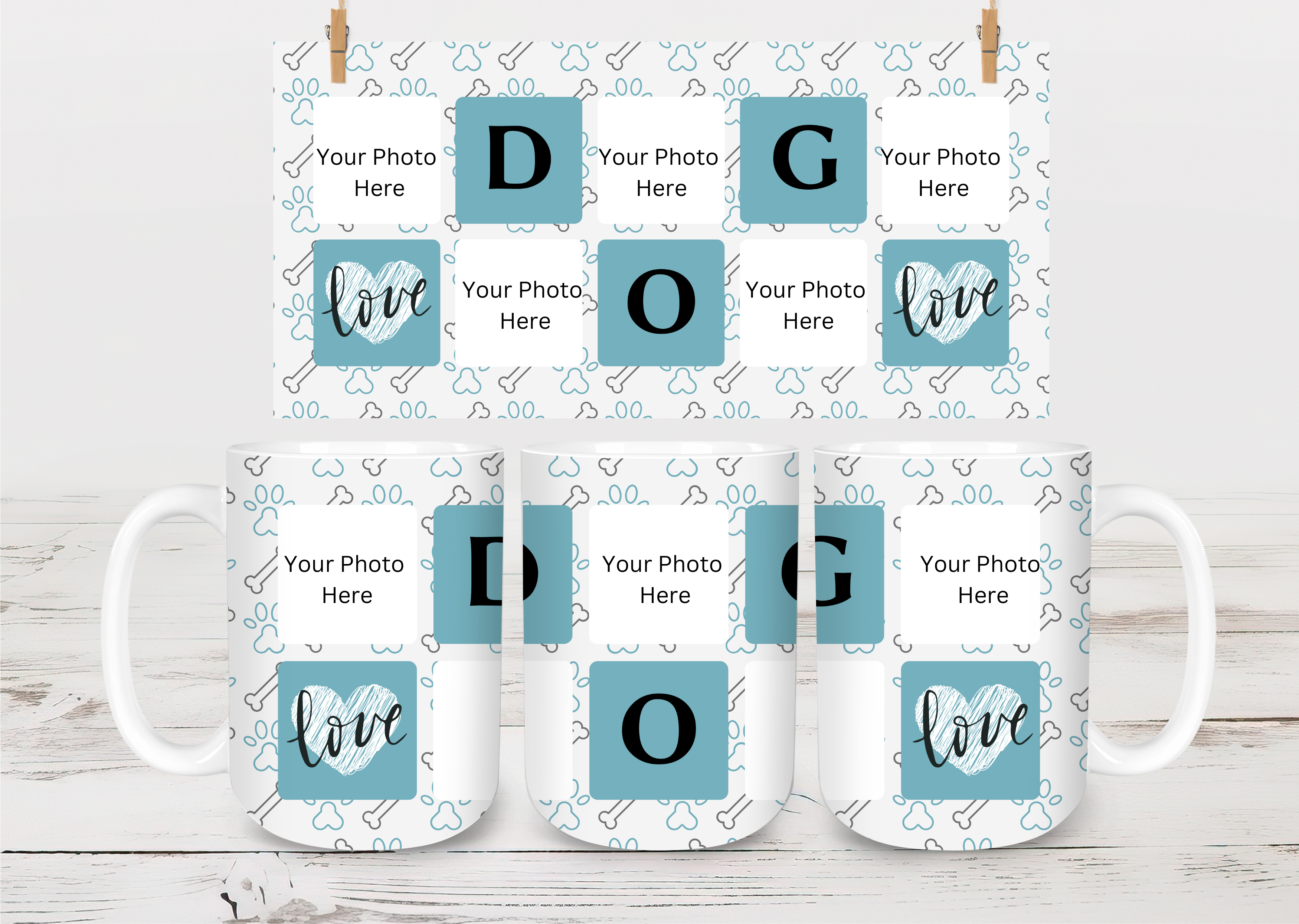 Personalized Dog Love Mug 15oz - Add 5 Photos!