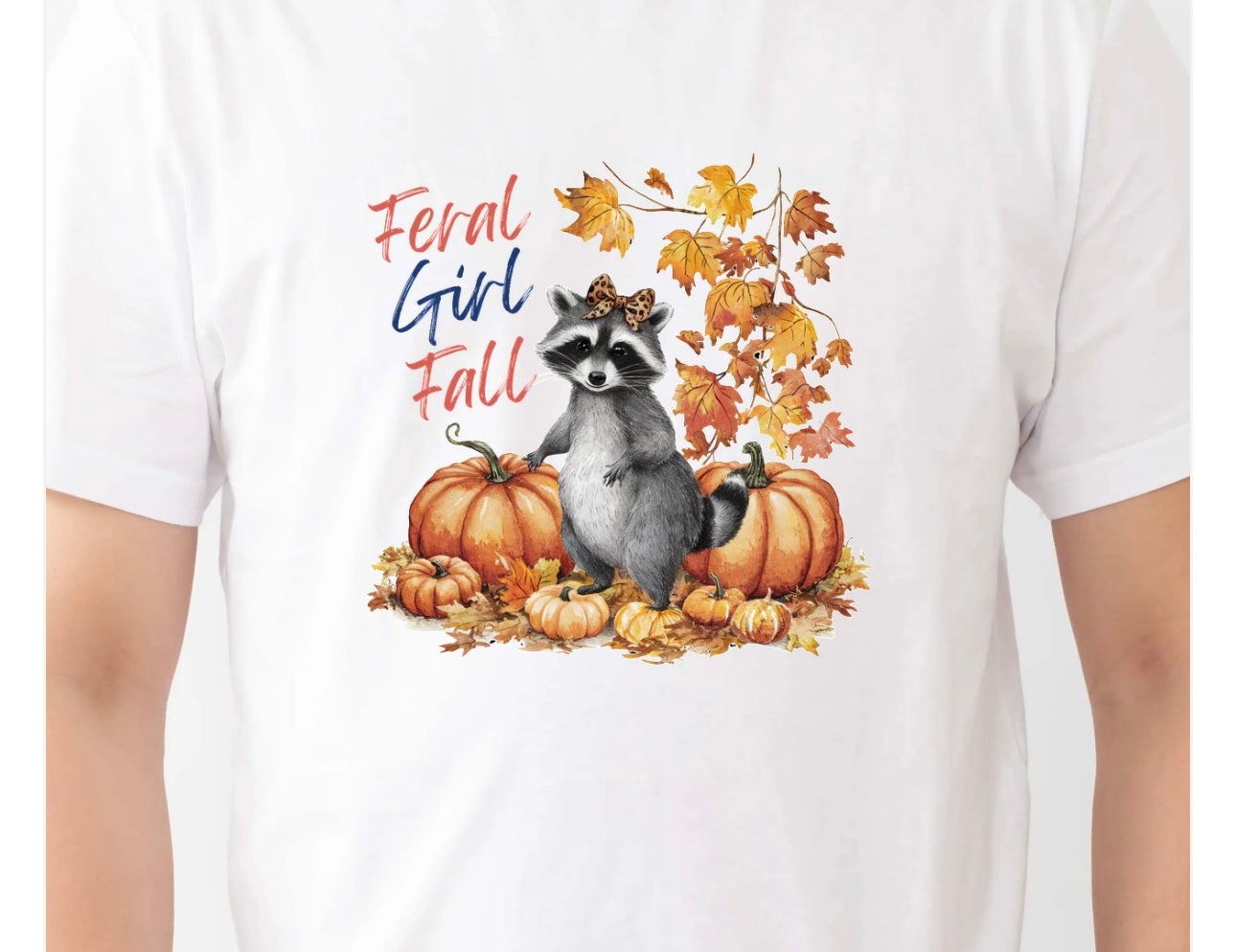 Feral Girl Fall Squirrel and Pumpkins T-Shirt