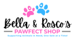 Bella & Rosco's Pawfect Shop Logo with a pink and blue paw print.